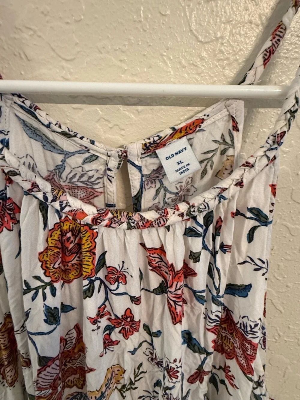 Floral Halter Maxi Dress in Cream with Rust & Green Blooms - Picture 2 of 2